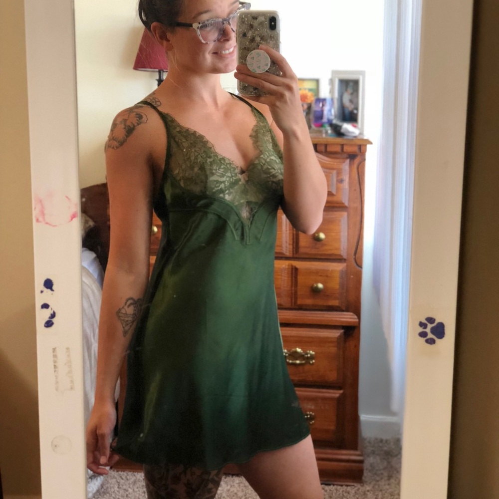 Green Silk Slip Dress